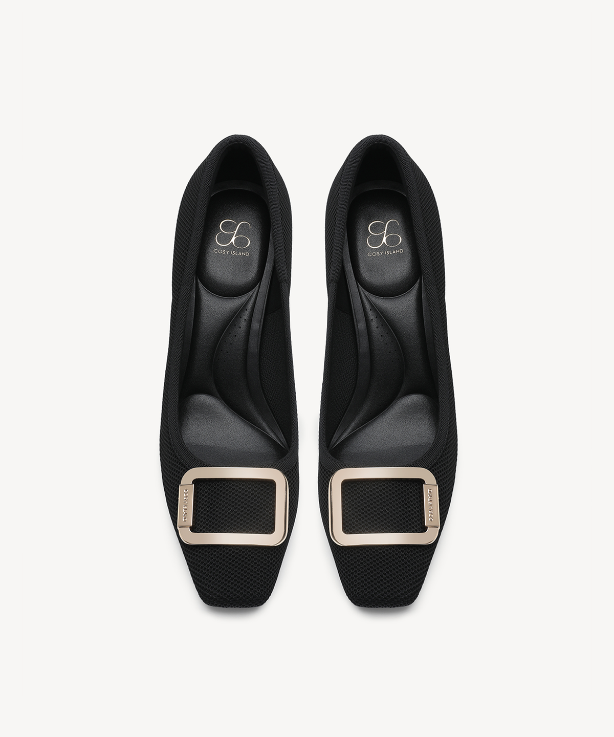 Signature Buckle Square Toe Heeled Pump