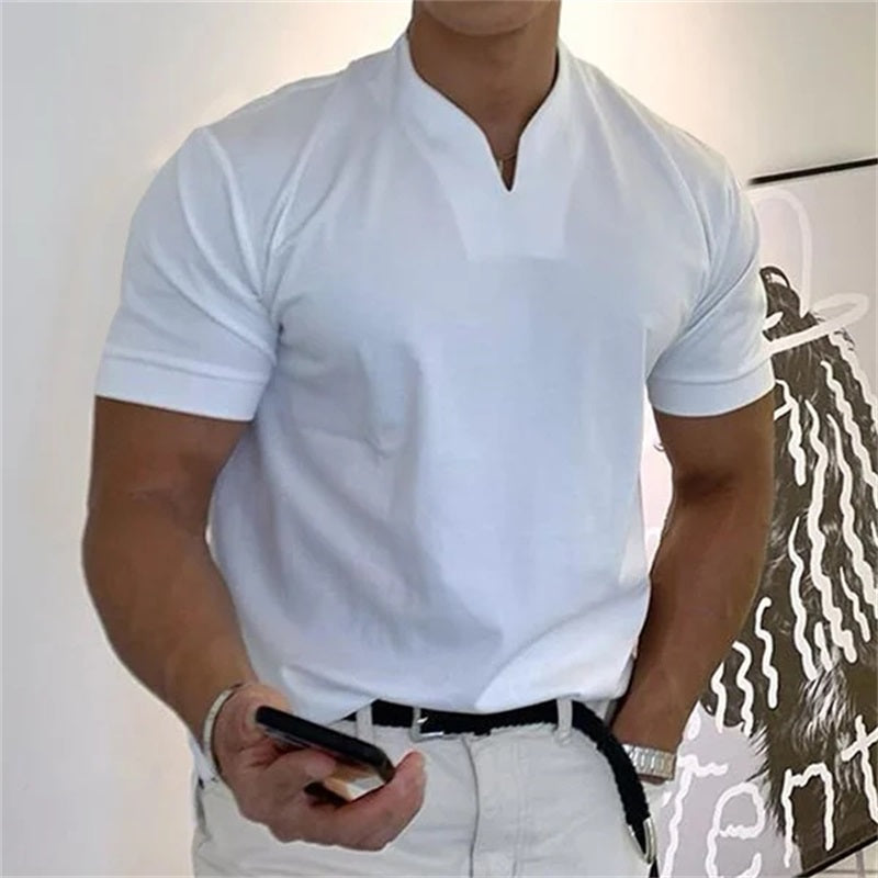 Camiseta de hombre de manga corta y cuello en V