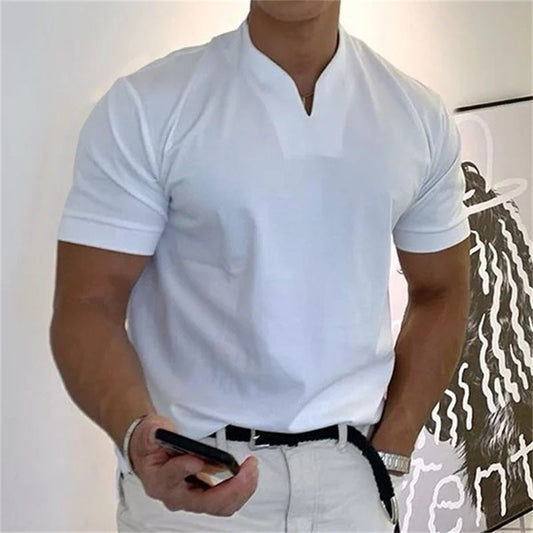 Camiseta de hombre de manga corta y cuello en V