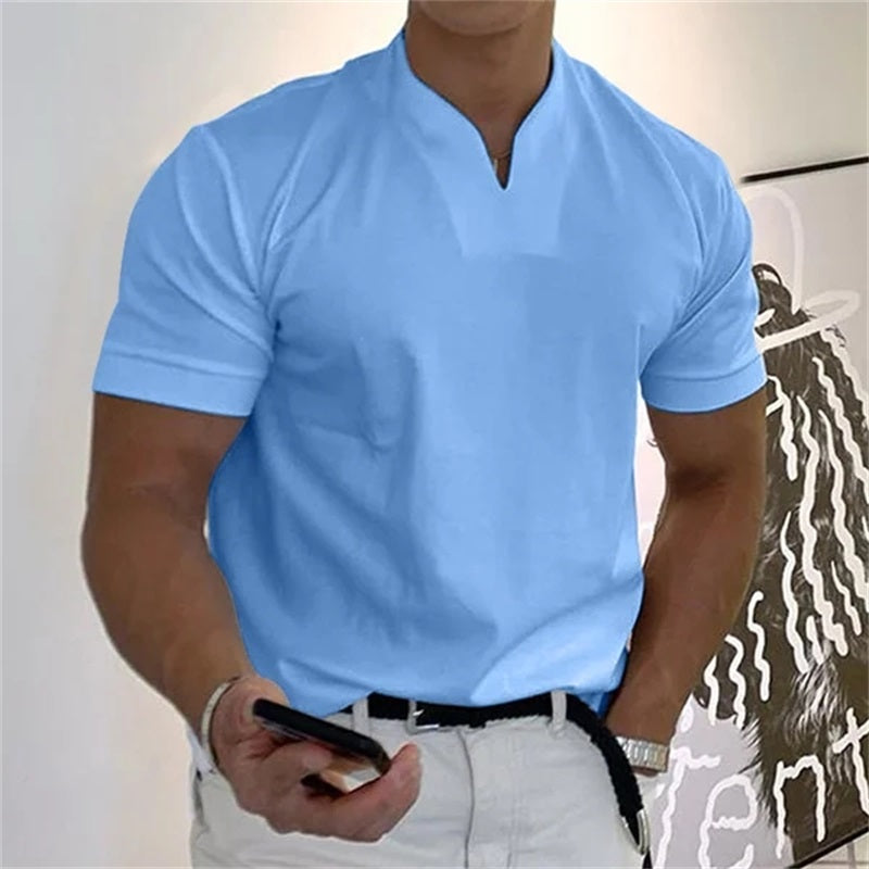 Camiseta de hombre de manga corta y cuello en V