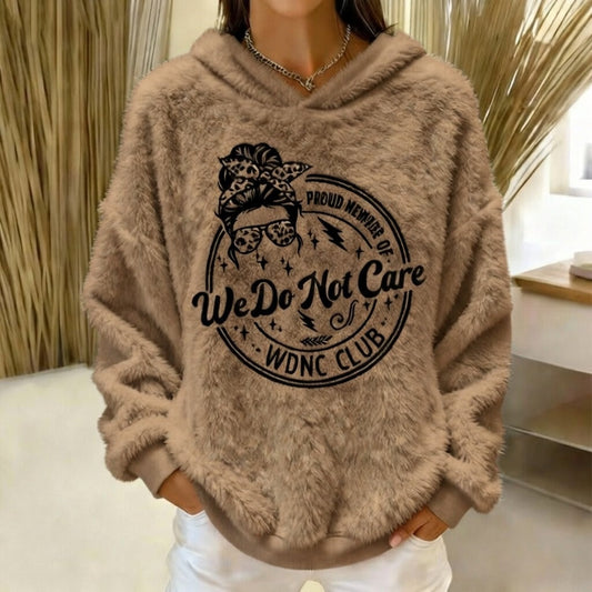 Women's Retro Funny Proud Member Of Club We Do Not Care Menopause Perimenopause Print Flannel hoodie