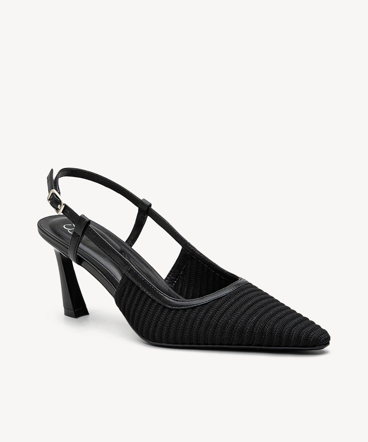 Minimalist Weave Pointed Toe Heeled Slingback