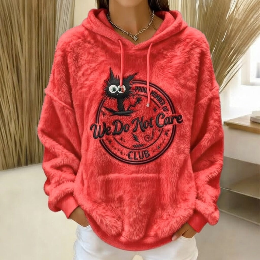 Women's Retro Funny Proud Member Of Club We Do Not Care Menopause Perimenopause Print Flannel hoodie