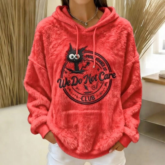 Women's Retro Funny Proud Member Of Club We Do Not Care Menopause Perimenopause Print Flannel hoodie