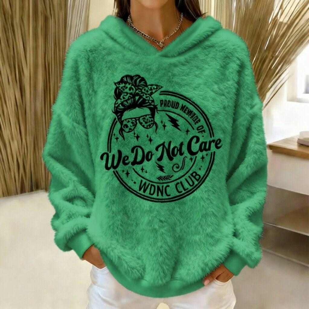 Women's Retro Funny Proud Member Of Club We Do Not Care Menopause Perimenopause Print Flannel hoodie
