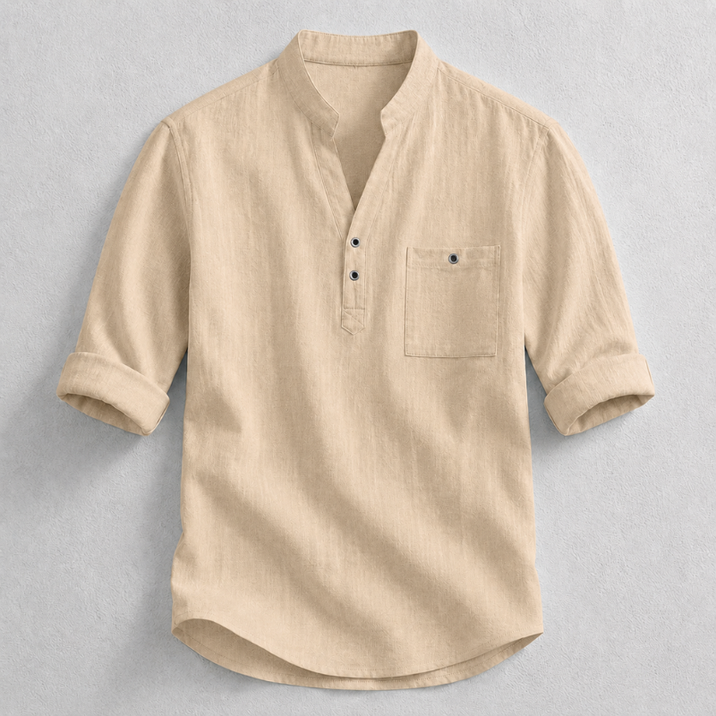 Camisa Henley Marcus de algodón y lino