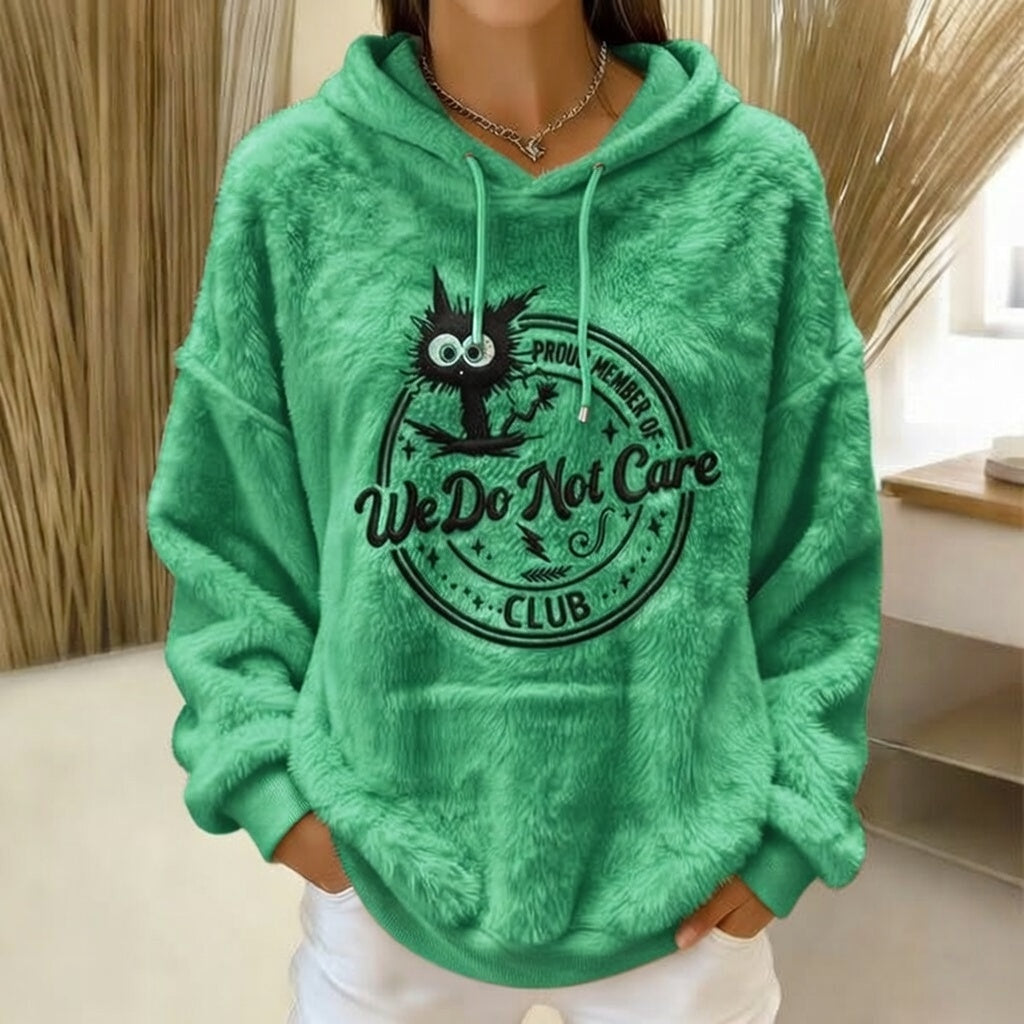 Women's Retro Funny Proud Member Of Club We Do Not Care Menopause Perimenopause Print Flannel hoodie