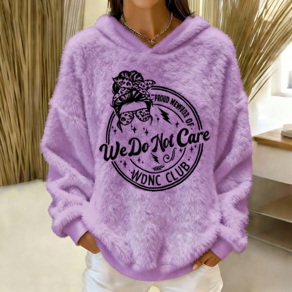 Women's Retro Funny Proud Member Of Club We Do Not Care Menopause Perimenopause Print Flannel hoodie