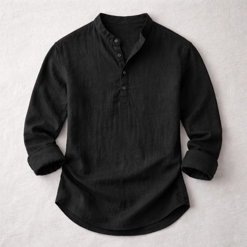 Camisa Henley Blake de algodón y lino
