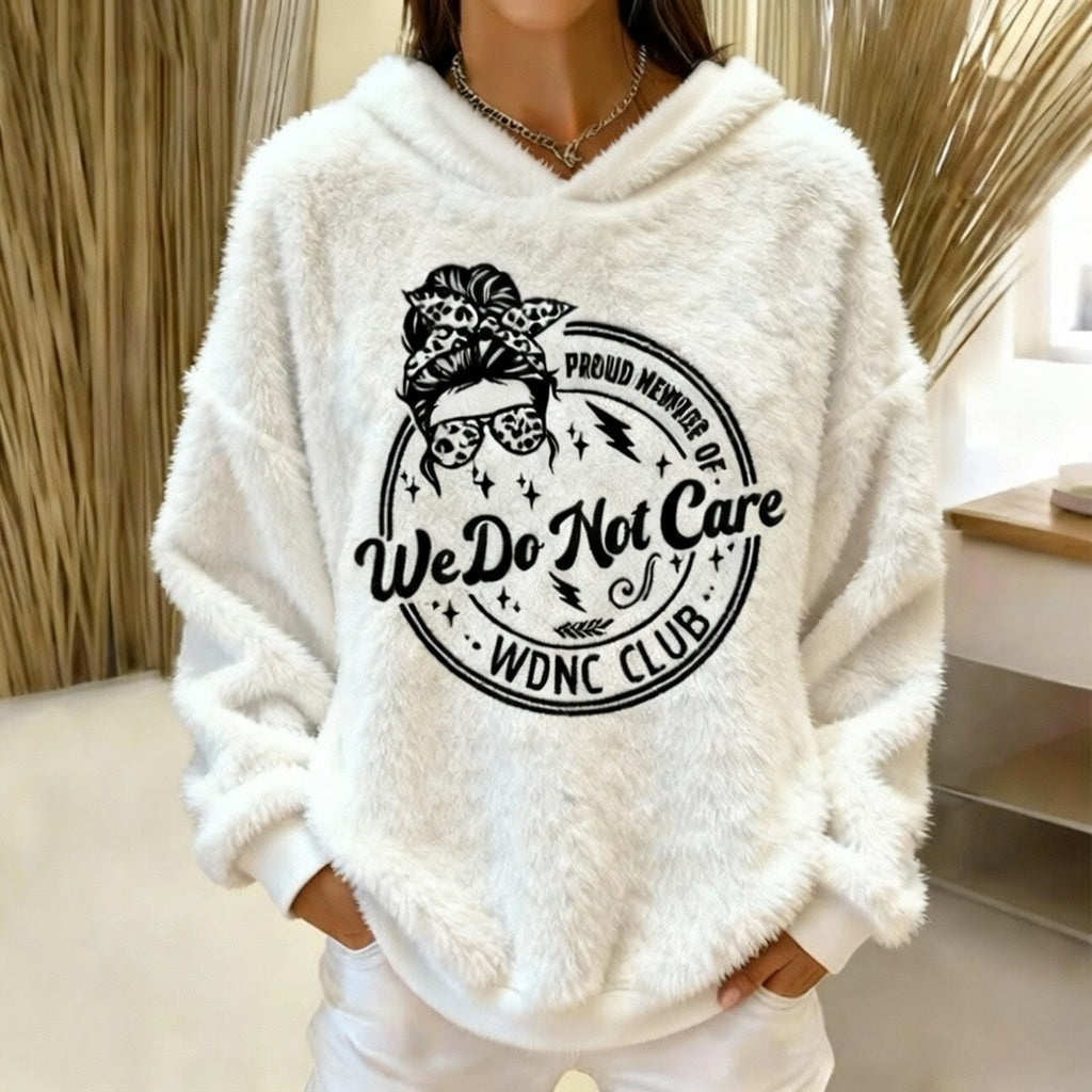 Women's Retro Funny Proud Member Of Club We Do Not Care Menopause Perimenopause Print Flannel hoodie