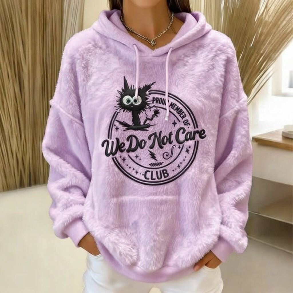 Women's Retro Funny Proud Member Of Club We Do Not Care Menopause Perimenopause Print Flannel hoodie