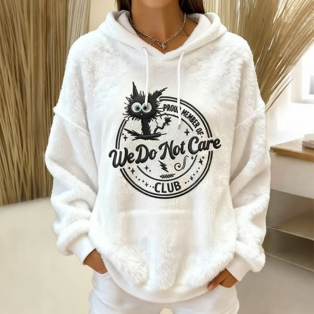 Women's Retro Funny Proud Member Of Club We Do Not Care Menopause Perimenopause Print Flannel hoodie