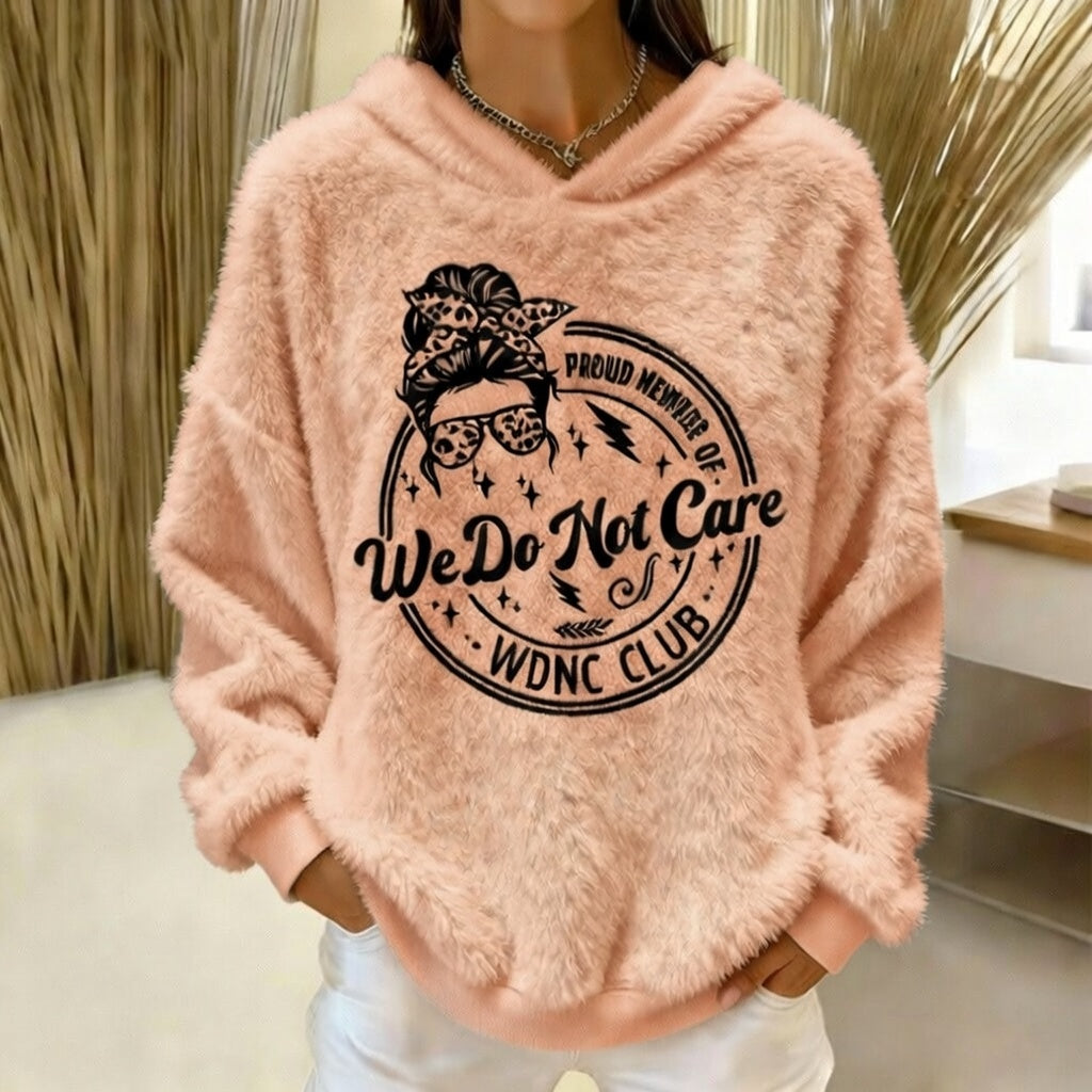 Women's Retro Funny Proud Member Of Club We Do Not Care Menopause Perimenopause Print Flannel hoodie