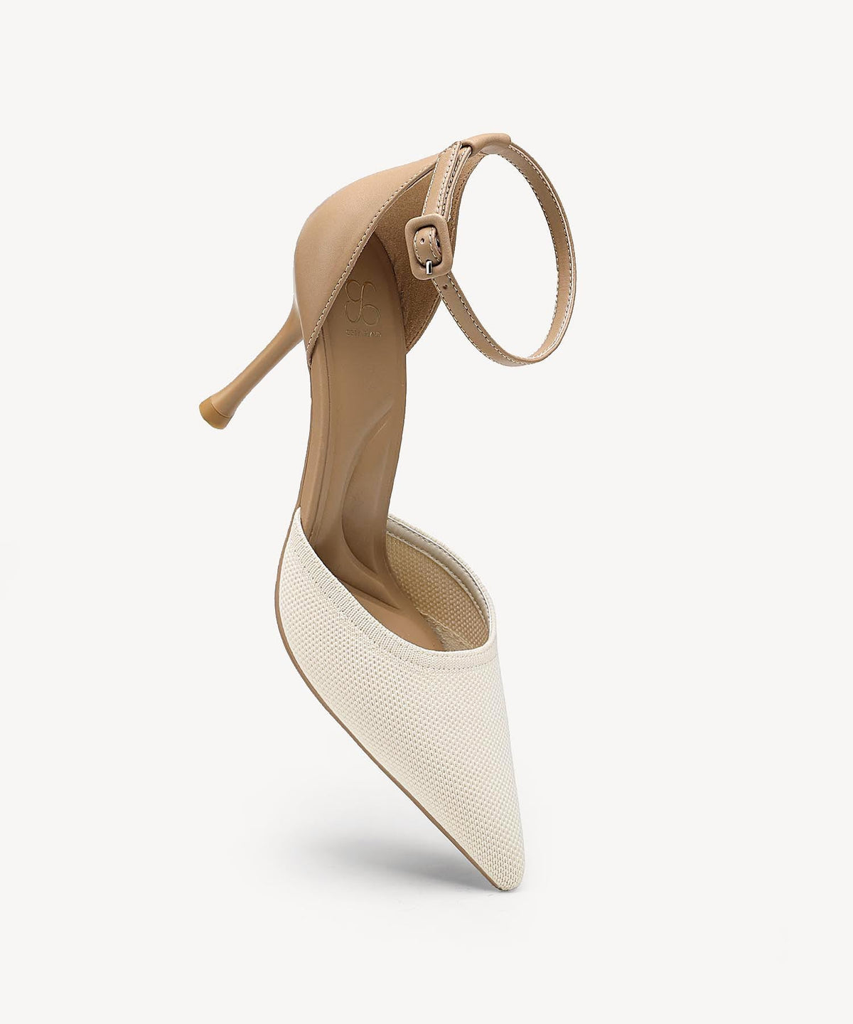 Bicolor Strapped Pointed Toe Stiletto Pump