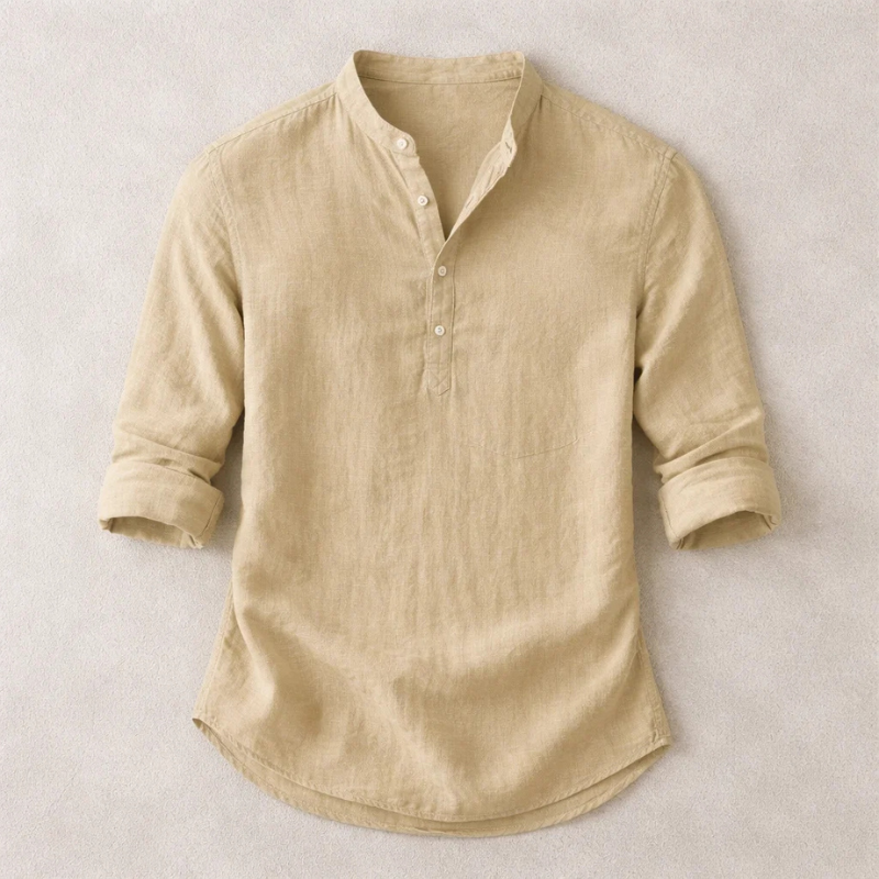 Camisa Henley Blake de algodón y lino