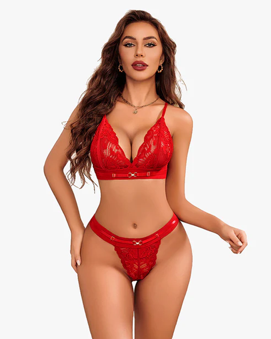 Conjunto de Sujetador y Braguita de Encaje Floral