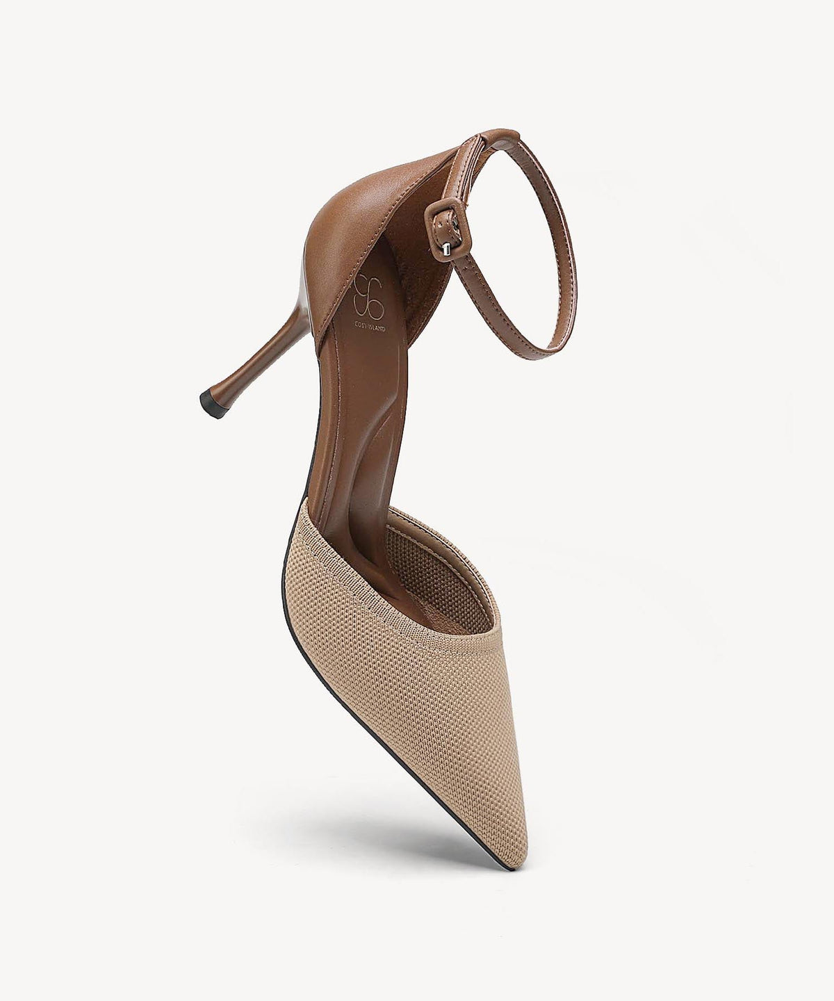 Bicolor Strapped Pointed Toe Stiletto Pump