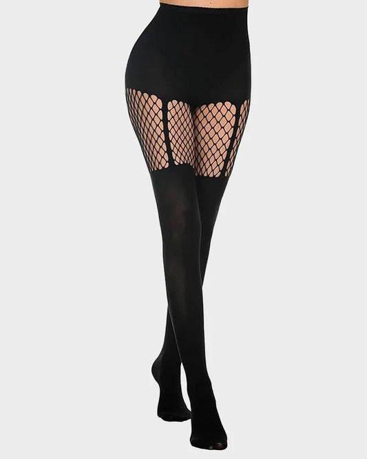 Medias Panty de Rejilla con Efecto Liguero