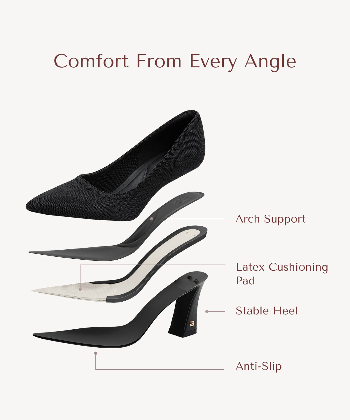 SerenTouch Pointed Toe Heeled Pump