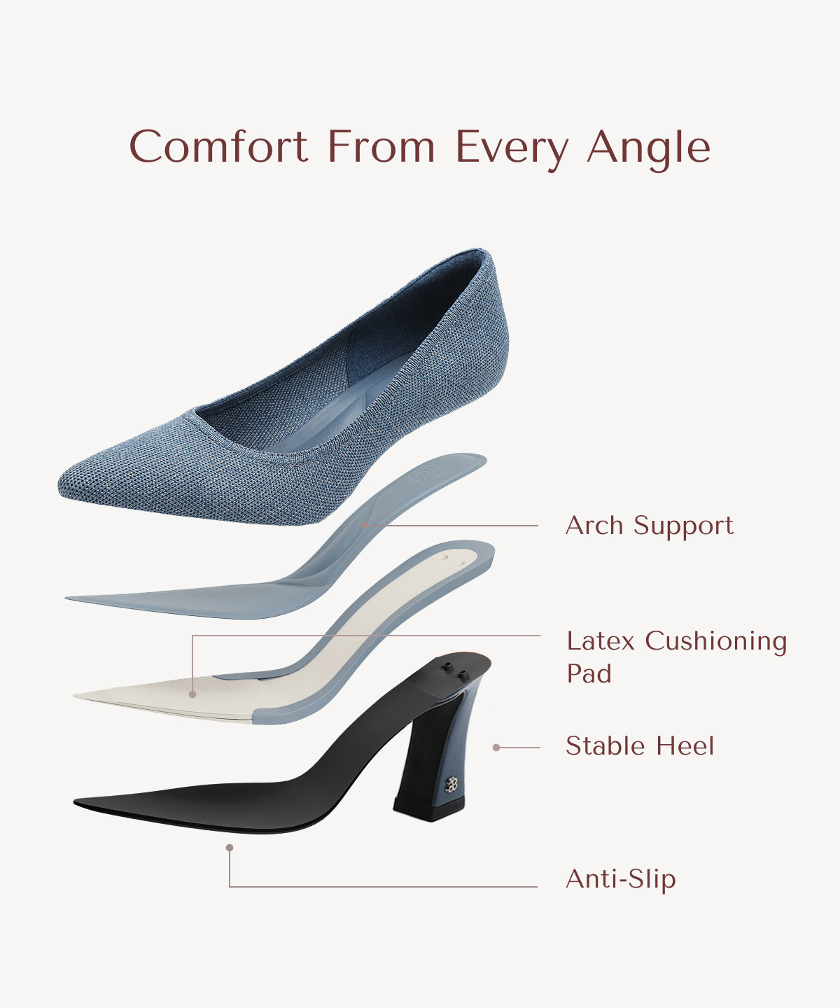 SerenTouch Pointed Toe Heeled Pump