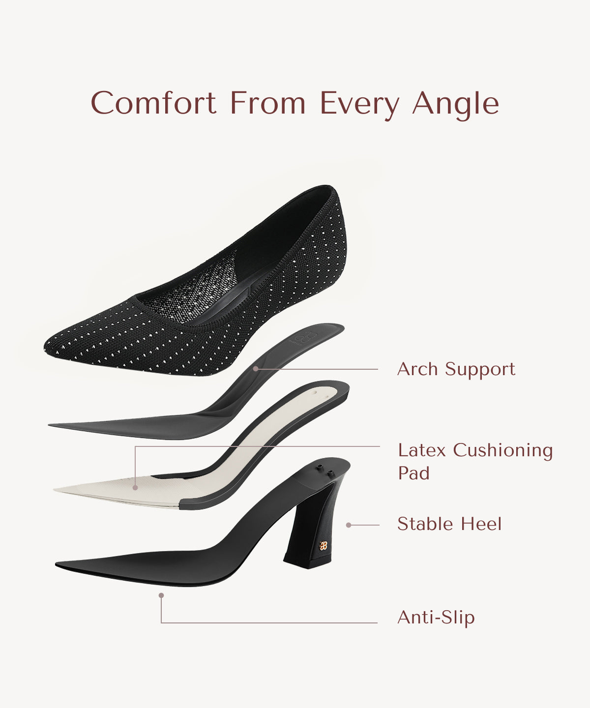 SerenTouch Pointed Toe Heeled Pump