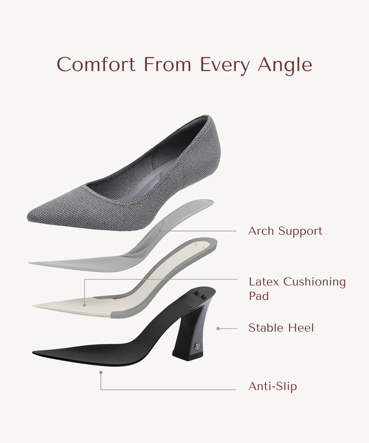 SerenTouch Pointed Toe Heeled Pump