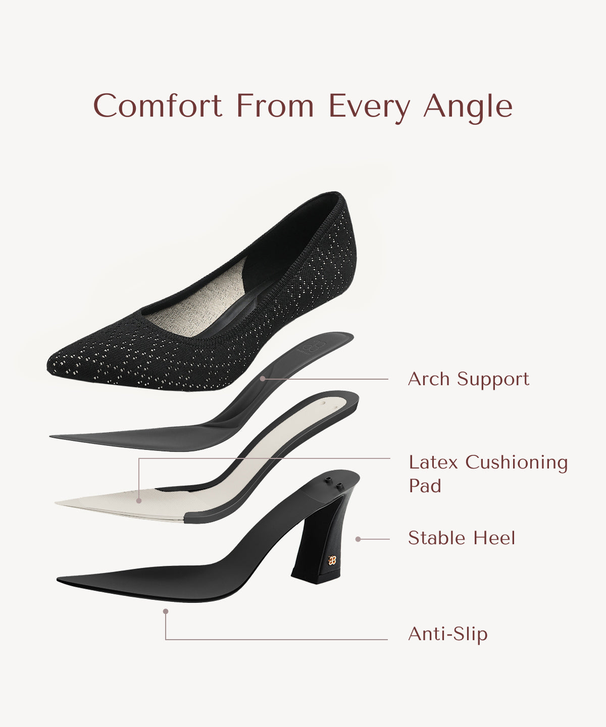 SerenTouch Pointed Toe Heeled Pump