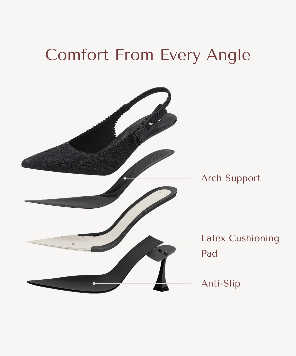 EverLush Bowknot Pointed Toe Heeled Slingback
