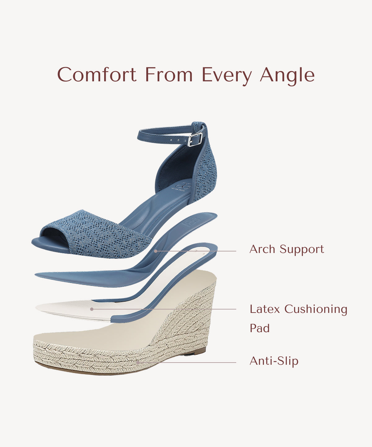 Commute Espadrilles Round Toe Wedge Sandal