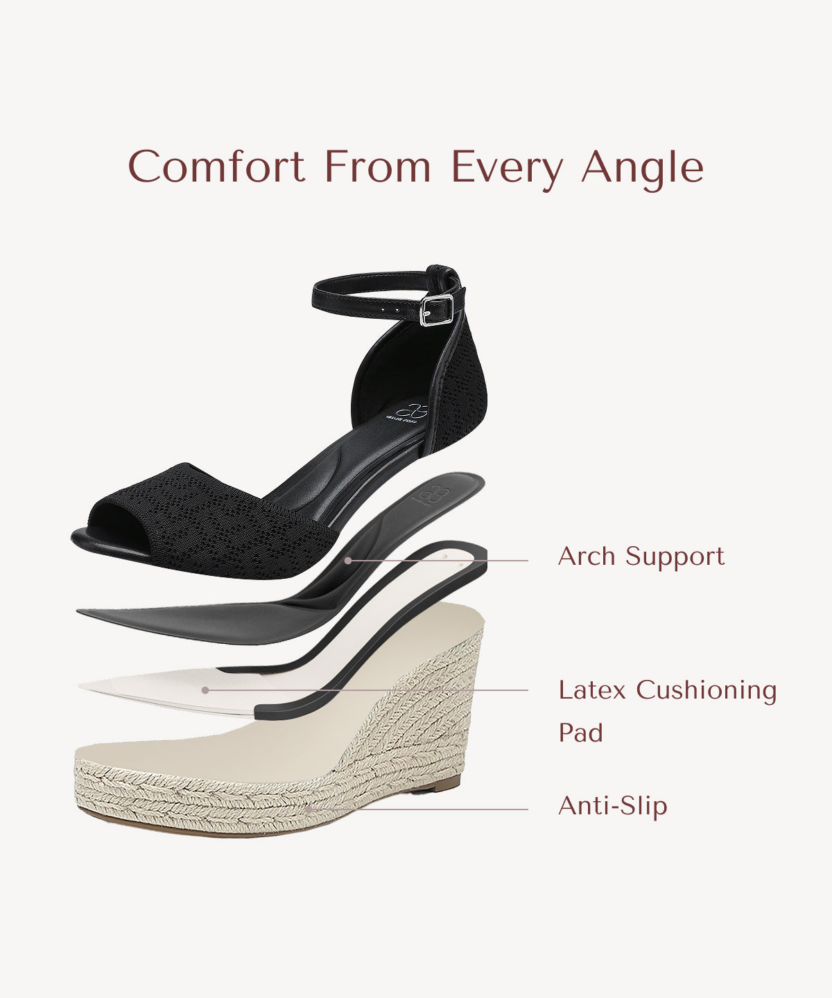 Commute Espadrilles Round Toe Wedge Sandal