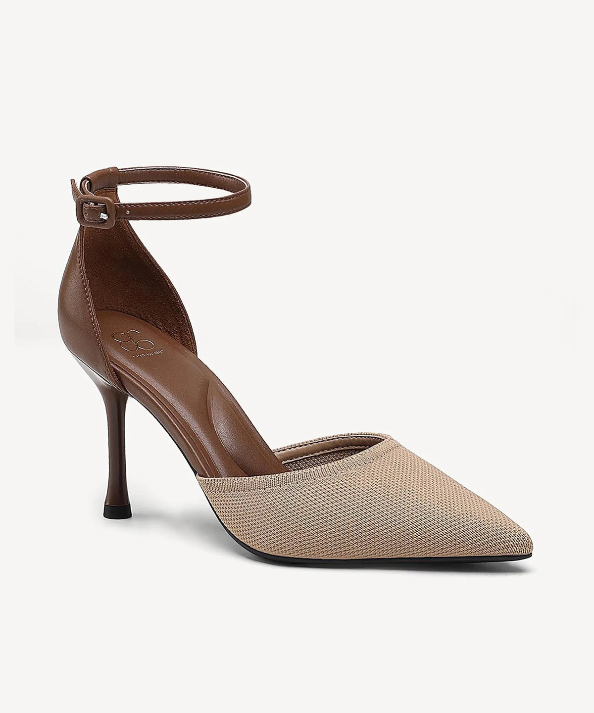 Bicolor Strapped Pointed Toe Stiletto Pump