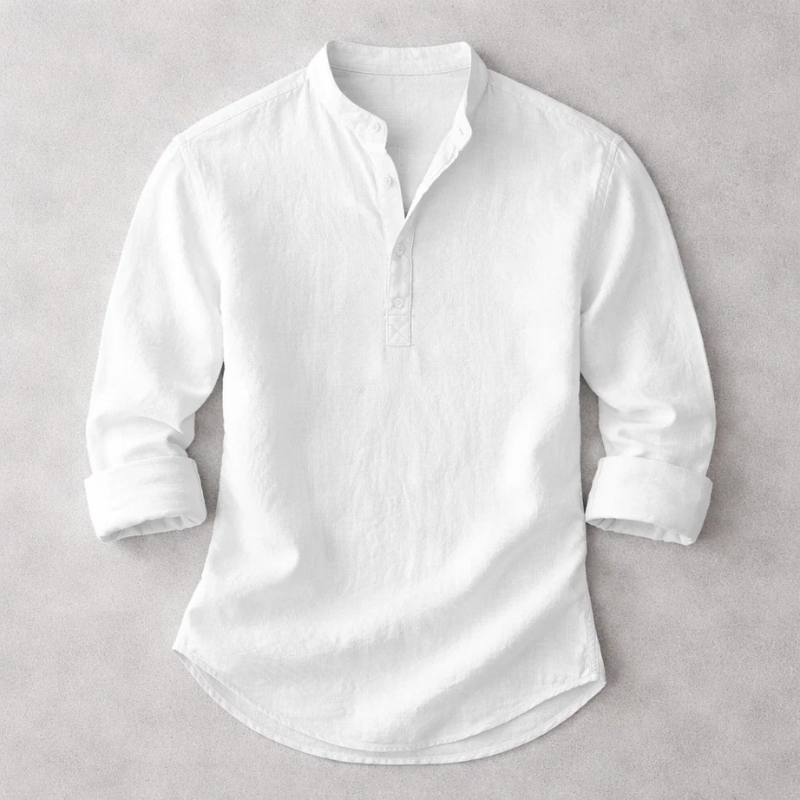 Camisa Henley Blake de algodón y lino
