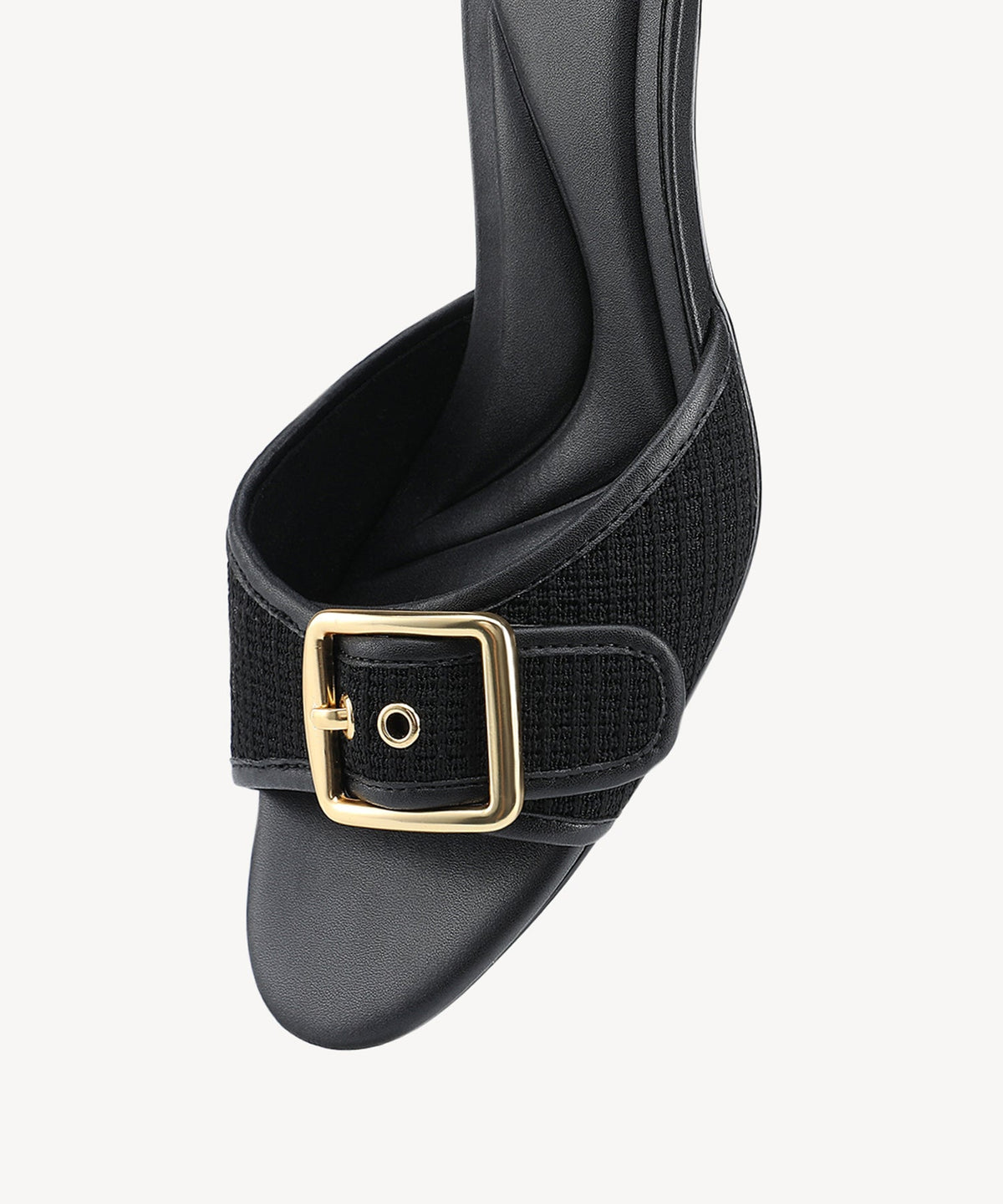 BuckleGrace Woven Kitten Heeled Sandal