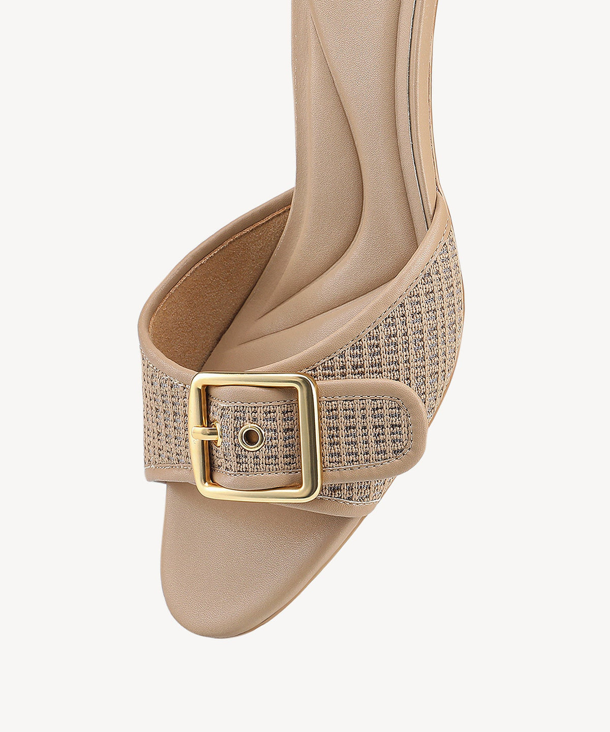 BuckleGrace Woven Kitten Heeled Sandal