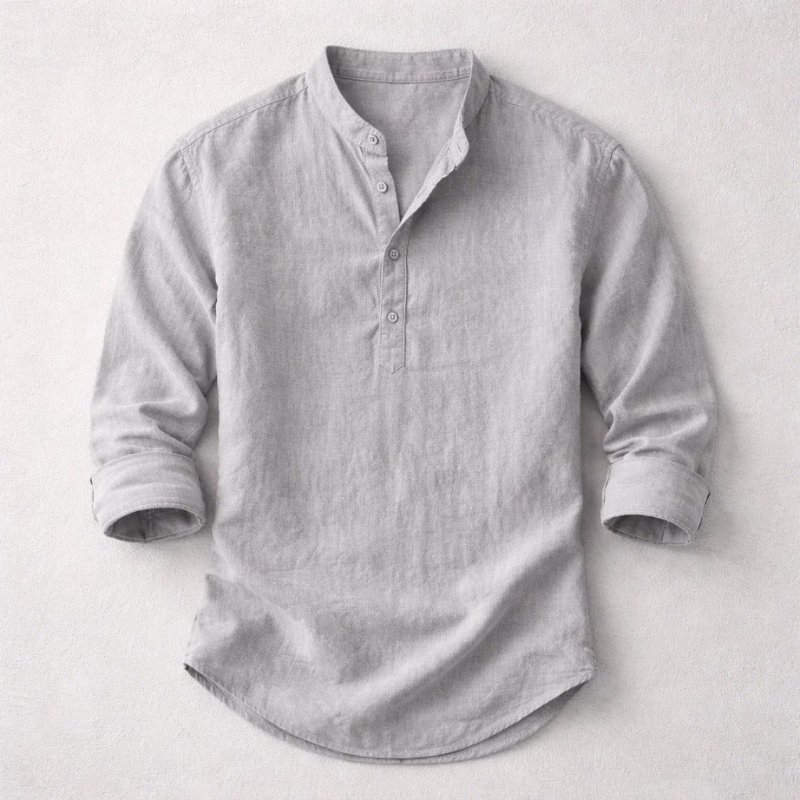 Camisa Henley Blake de algodón y lino