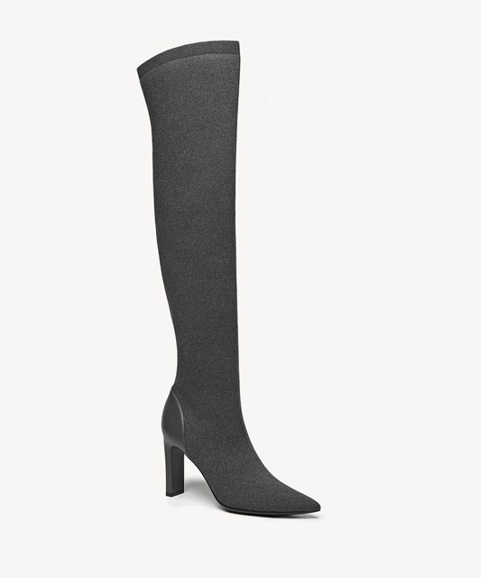 VersaStyle Pointed Toe Block Heel Over-the-Knee Boot
