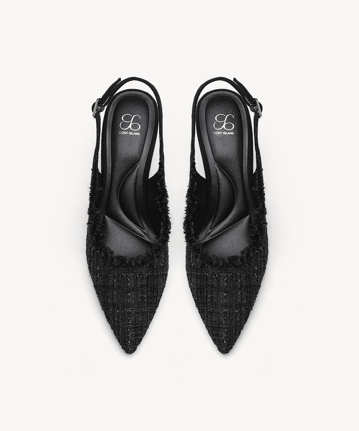 TweedChloe Pointed Toe Block Heeled Slingback