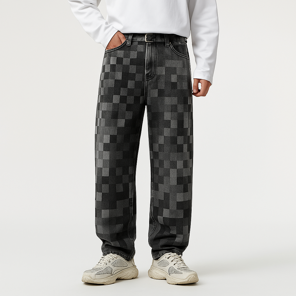 Vaqueros de denim con efecto mosaico