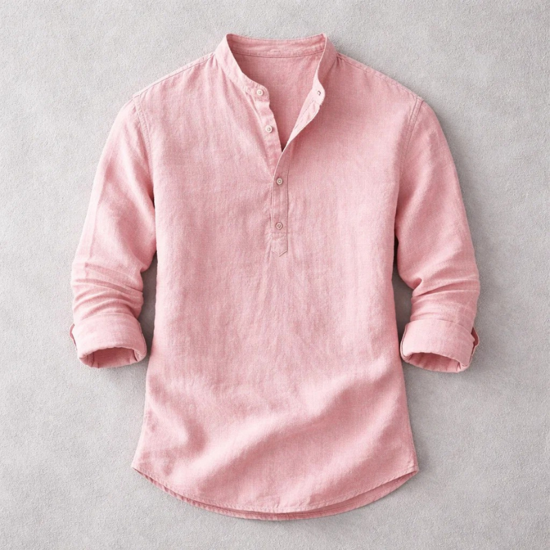 Camisa Henley Blake de algodón y lino