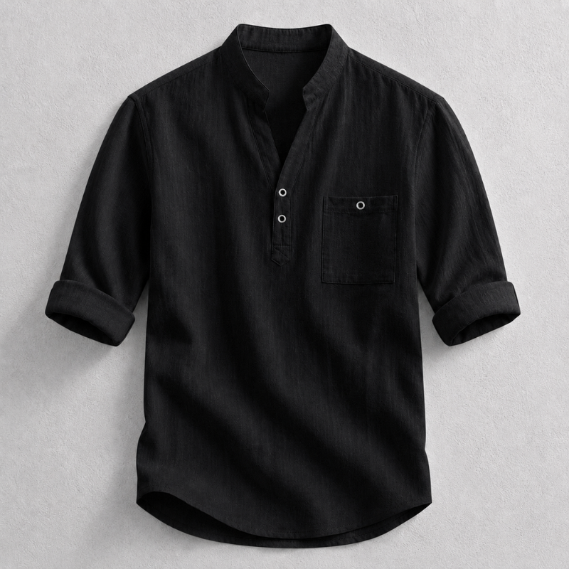Camisa Henley Marcus de algodón y lino