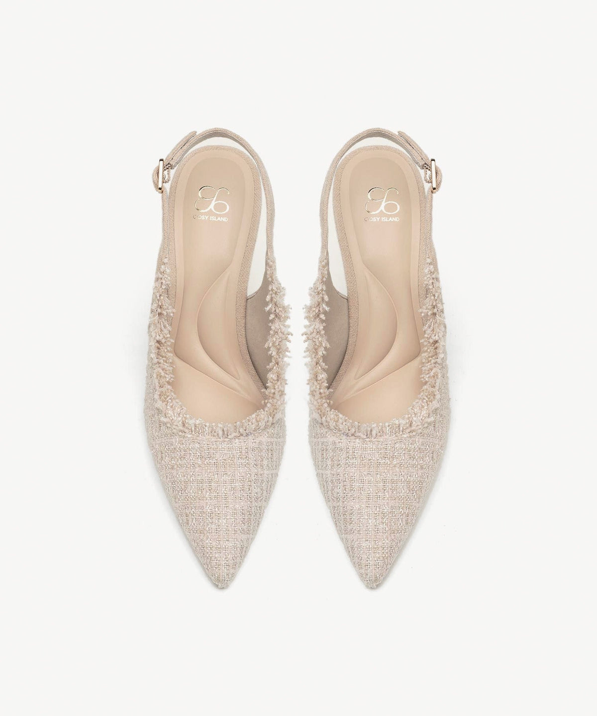 TweedChloe Pointed Toe Block Heeled Slingback