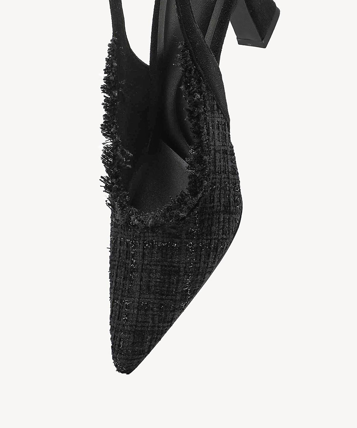 TweedChloe Pointed Toe Block Heeled Slingback