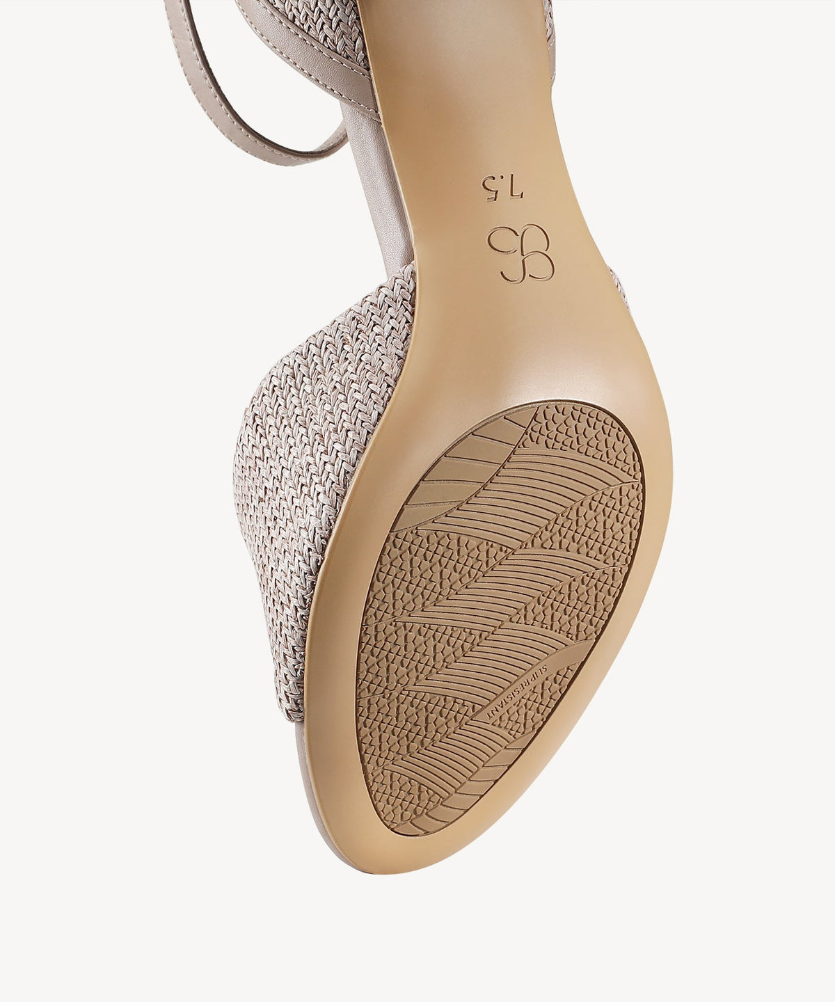 RaffiaGleam Ankle Strap Round Toe Heeled Sandal