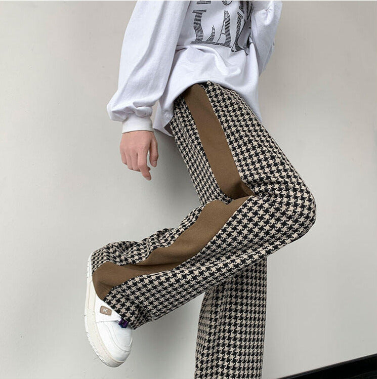 Pantalón de chándal estanpado pata de gallo