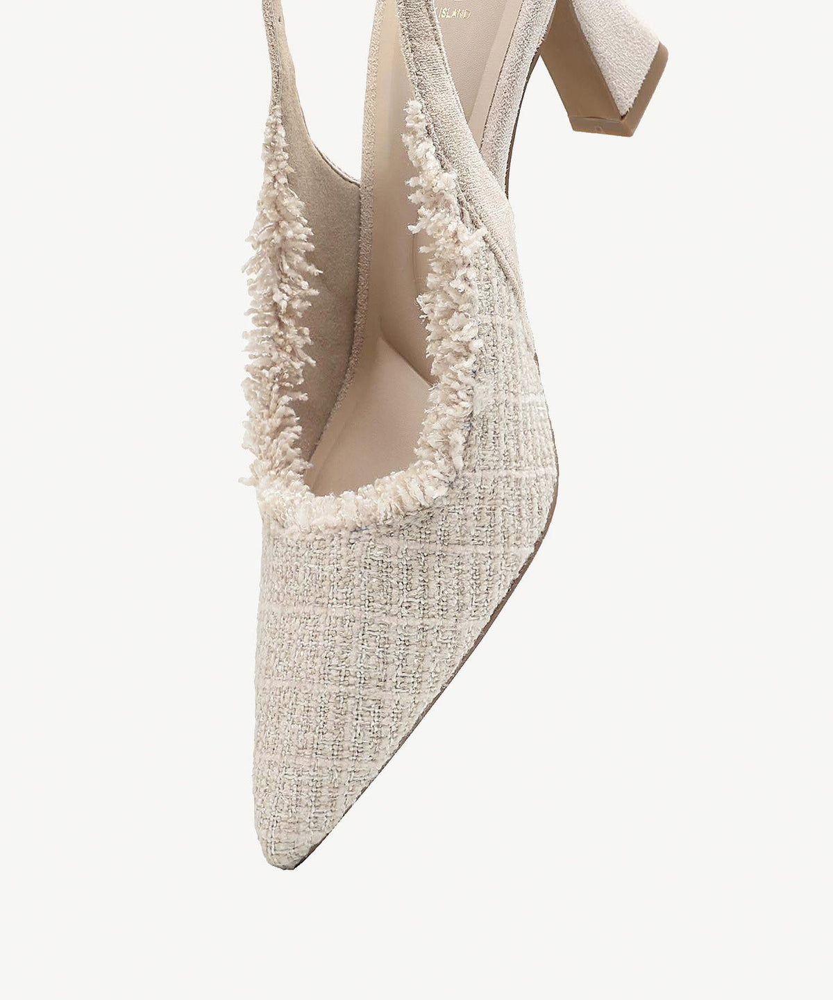 TweedChloe Pointed Toe Block Heeled Slingback