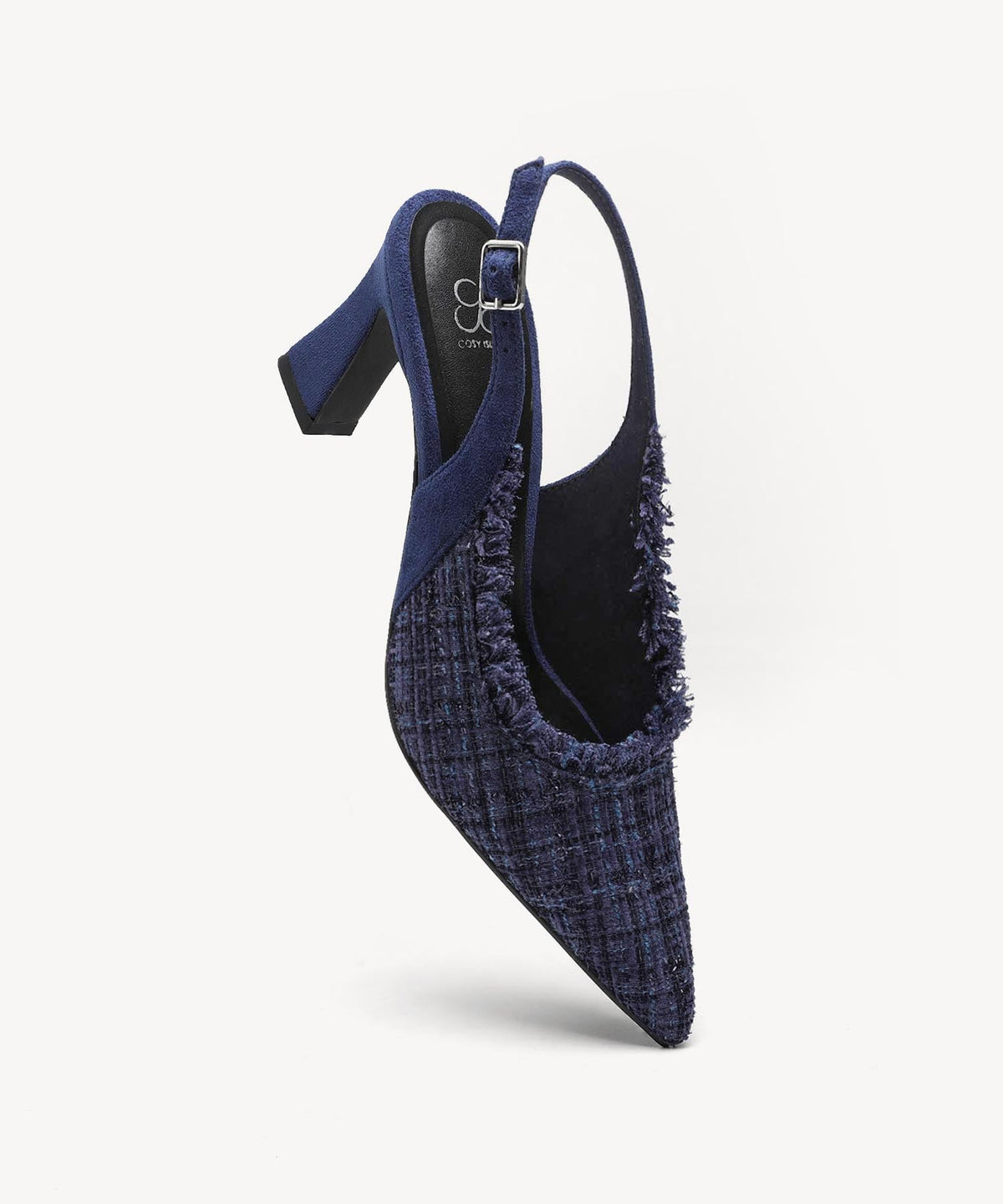 TweedChloe Pointed Toe Block Heeled Slingback