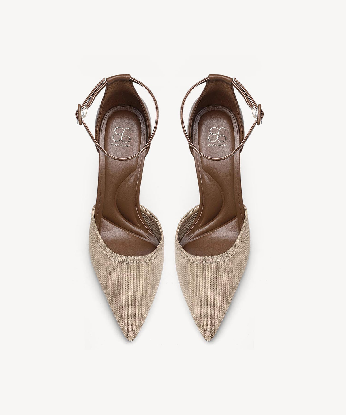 Bicolor Strapped Pointed Toe Stiletto Pump