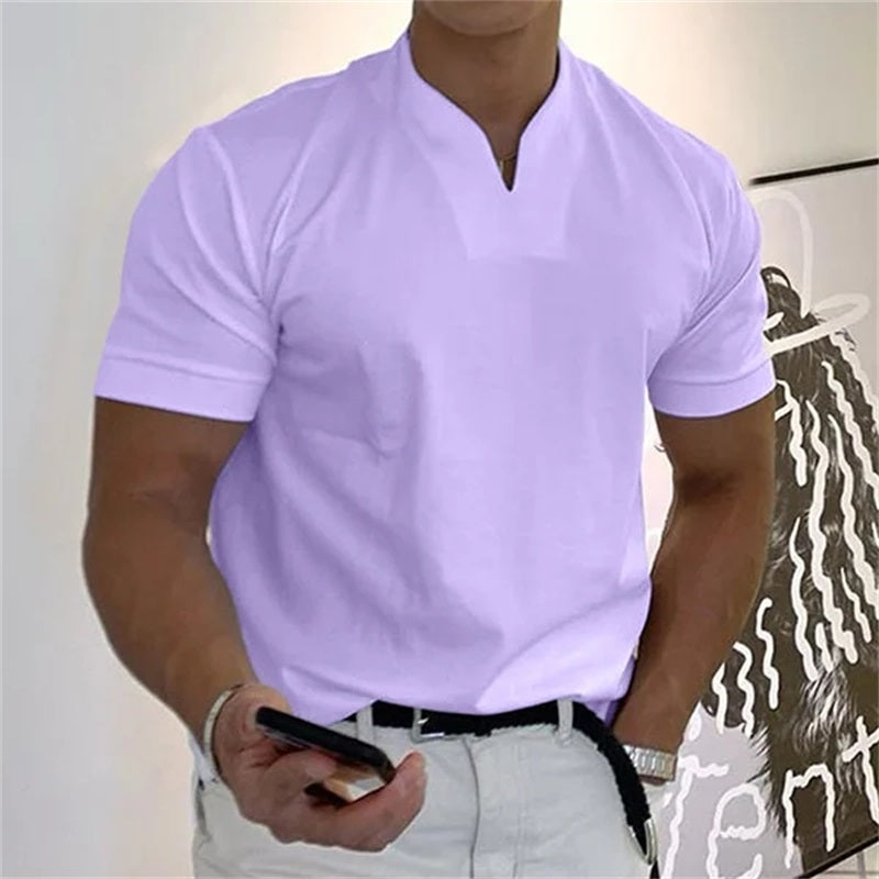 Camiseta de hombre de manga corta y cuello en V