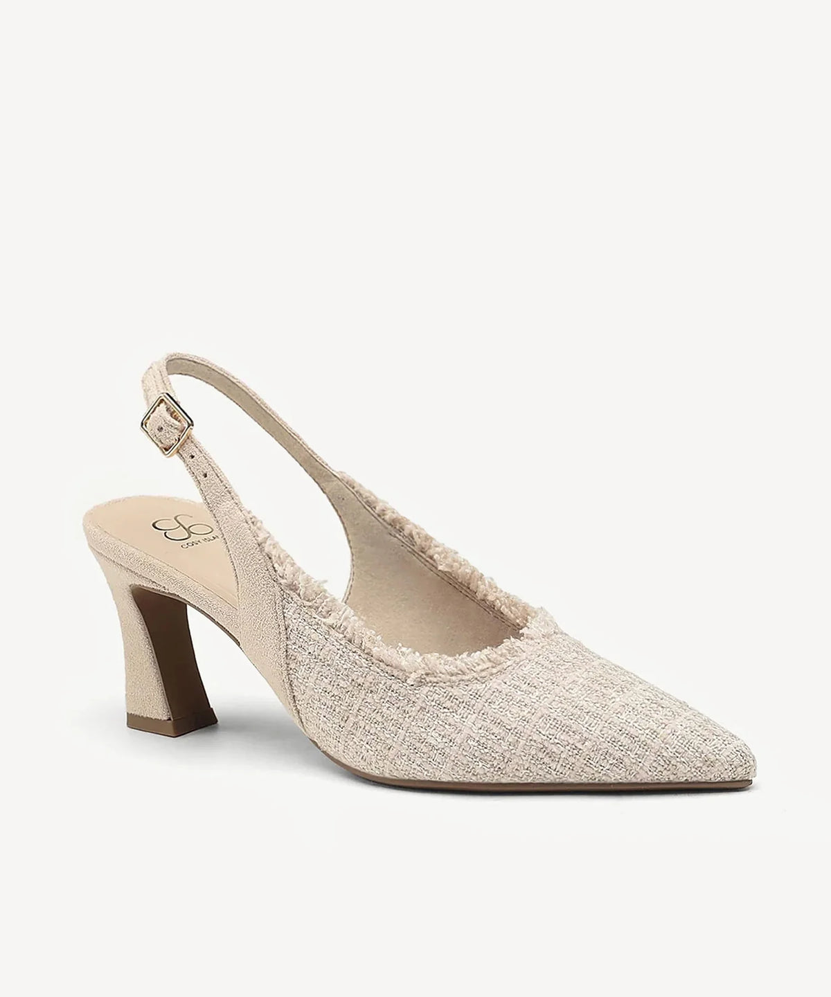 TweedChloe Pointed Toe Block Heeled Slingback