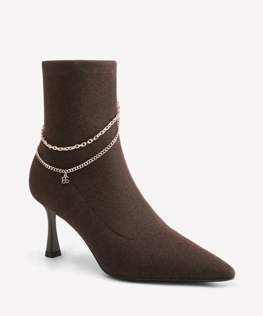 Trendy Chain Luxe Pointed Toe Ankle Boot